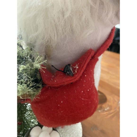 Vintage 14”Stuffed Felt standing Santa & boy 8"snow bottle brush tree snowballs - Picture 8 of 12